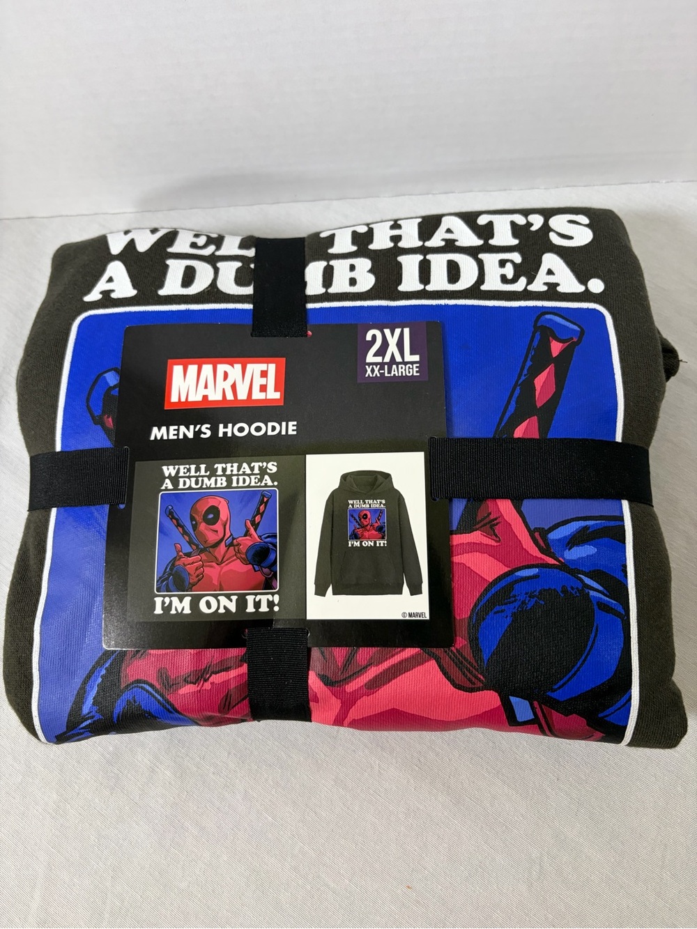 Marvel Deadpool Well That’s a Dumb Idea I’m On It Hoodie NWT Men’s 2XL